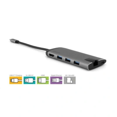 VERBATIM USB hub MULTIPORT USB-C / 3x USB 3.0 / HDMI / SDHC / MICROSDHC / RJ45, 49142