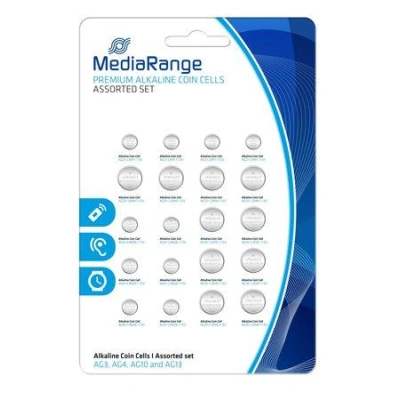 MediaRange Premium alkalické baterie Coin Cells, AG3, AG4, AG10, AG13 set, 20ks, MRBAT119