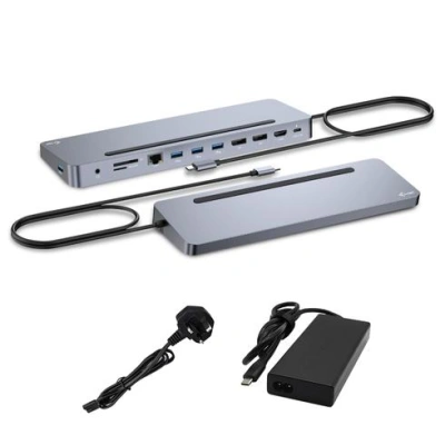 I-tec USB-C Metal Ergonomic 3x 4K Display Docking Station with Power Delivery 100 W + i-tec Universal Charger 100 W, C31FLAT2PDPRO100W