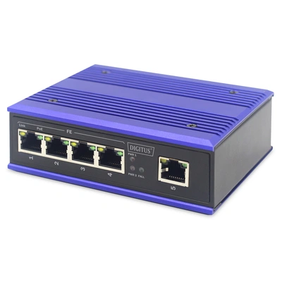 DIGITUS Professional Industrial 4-Port Fast Ethernet PoE Switch + 1 uplink port, DN-650107