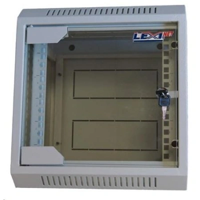 LEXI-Net 10" nástěnný rozvaděč 6U, šířka 310mm, hloubka 260mm, skleněné dveře, svařovaný, šedý, LN6U-10-31/26