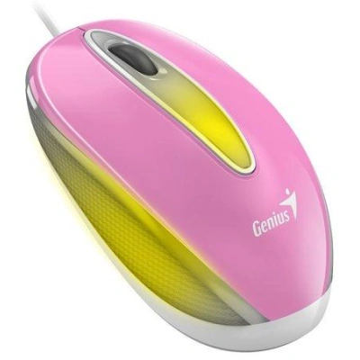 Genius DX-Mini / Myš, drátová, optická, 1000DPI, 3 tlačítka, USB, RGB LED, růžová, 31010025407