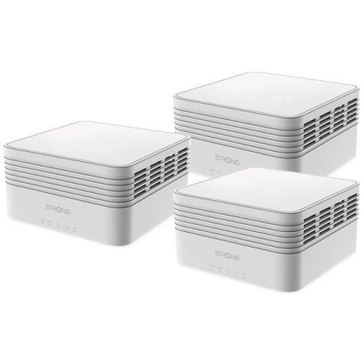 STRONG sada 3 ATRIA Wi-Fi Mesh Home TRIO PACK AX3000/ Wi-Fi 802.11a/b/g/n/ac/ax/ 2402 Mbit/s/ 2,4GHz a 5GHz/ 3x LAN/bílý, MESHTRIAX3000EU