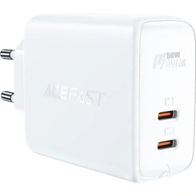 Nástěnná nabíječka Acefast A29 PD50W GAN, 2x USB, 50 W (bílá)
