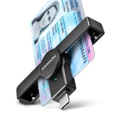 AXAGON CRE-SMPC, USB-C PocketReader čtečka kontaktních karet Smart card (eObčanka), CRE-SMPC