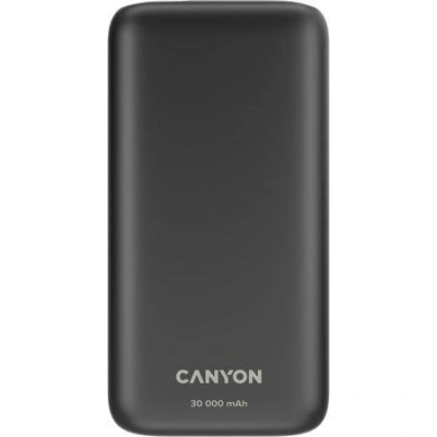 CANYON powerbanka PB-301, 30000mAh Li-poly QC 3.0&PD 20W, display, In USB-C + micro USB, Out 1x USB-C + 2x USB-A, černá