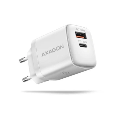 AXAGON ACU-PQ30W Sil nabíječka do sítě 30W, 2x port (USB-A + USB-C), PD3.0/PPS/QC4+/AFC/Apple, bílá, ACU-PQ30W