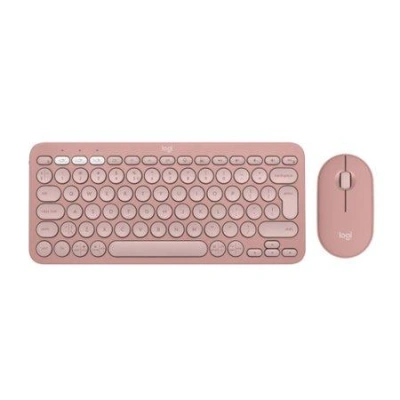 Logitech Pebble 2 Combo, bezdrátová klávesnice a myš, růžová, 920-012241