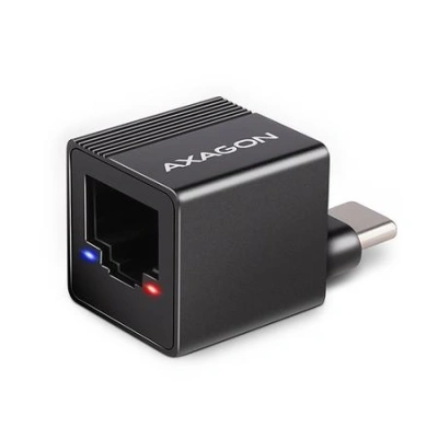 AXAGON ADE-MINIC USB-C 3.2 Gen 1 - Gigabit Ethernet MINI síťová karta, Realtek 8153, auto instal, černá, ADE-MINIC