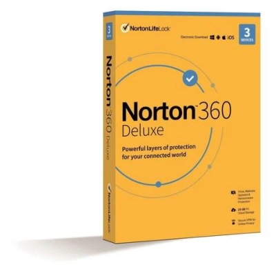NORTON 360 DELUXE 25GB +VPN 1 uživatel pro 3 zařízení na 3 roky ESD, 21435519