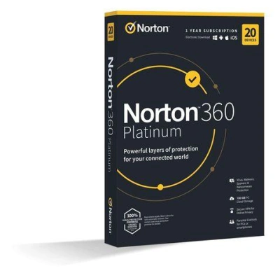 NORTON 360 PLATINUM 100GB +VPN 1 uživatel pro 20 zařízení na 1 rok ESD, 21428036