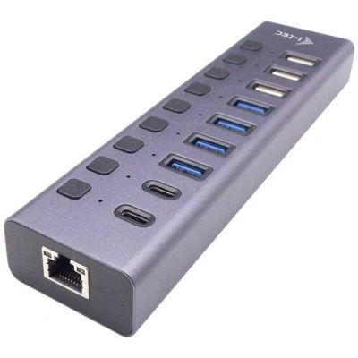 i-tec datový a nabíjecí HUB USB 3.0/USB-C/ 9x port/ LAN + Power Adapter 60W, CACHARGEHUB9LAN