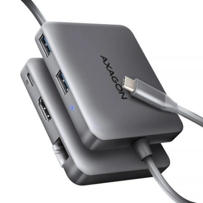 AXAGON HMC-5HL USB 5Gbps hub, 2x USB-A, HDMI 4k/60Hz, RJ-45 GLAN, PD 100W, kabel USB-C 20cm, HMC-5HL