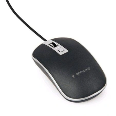 Myš GEMBIRD MUS-4B-06, černo-stříbrná, USB, MUS-4B-06-BS