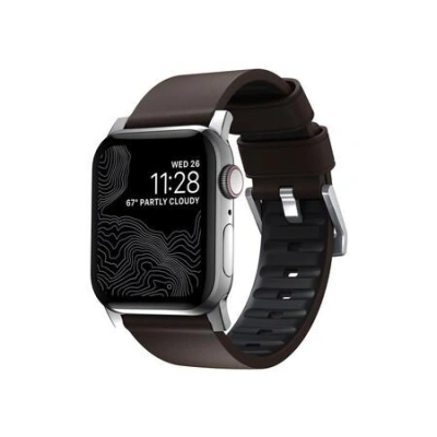 Nomad kožený remienok pre Apple Watch 42/44/45 mm - Active Pro Brown/Silver Hardware