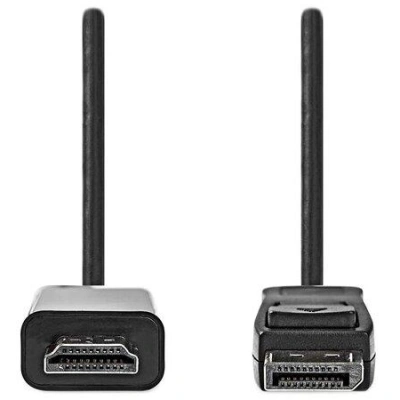 NEDIS kabel DisplayPort - HDMI/ zástrčka DisplayPort - zástrčka HDMI/ černý/ 2m, CCGL37100BK20