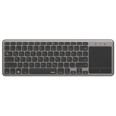 HAMA klávesnice KW-600T/ bezdrátová/ 2,4GHz/ touchpad/ pro Smart TV/ nano USB/ CZ+SK/ černá, 182653