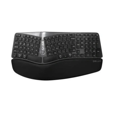 Bezdrátová ergonomická klávesnice Delux GM901D BT+2.4G (černá), 