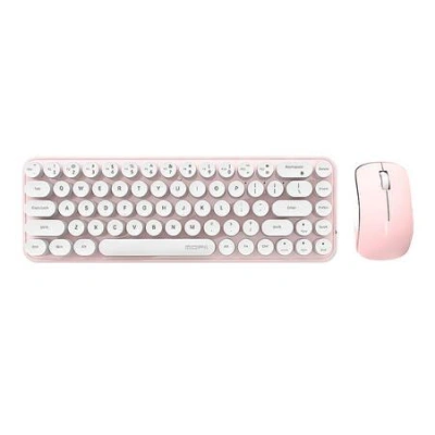 Sada bezdrátové klávesnice a myši MOFII Bean 2.4G (bílo-růžová), 