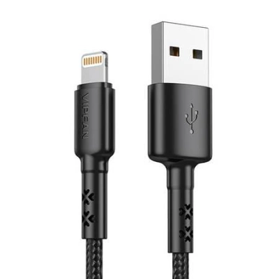 Kabel USB-Lightning Vipfan X02, 3A, 1,8 m (černý)
