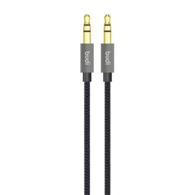 Kabel AUX mini jack 3,5 mm na mini jack 3,5 mm Budi, 1,2 m (černý)