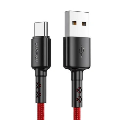 Kabel USB na USB-C Vipfan X02, 3A, 1,8 m (červený)