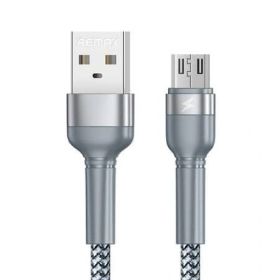 Kabel USB Micro Remax Jany Alloy, 1 m, 2,4 A (stříbrný)