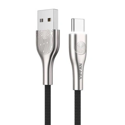 Kabel USB-C Vipfan Fingerprint Touch Z04, 3A, 1,2 m (černý)