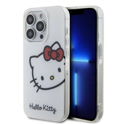 Hello Kitty IML Head Logo Kryt iPhone 15 Pro bílý