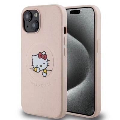 Hello Kitty PU Kitty Asleep Logo MagSafe Kryt iPhone 15 růžový