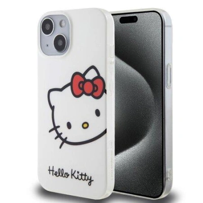 Hello Kitty IML Head Logo Kryt iPhone 15 bílý