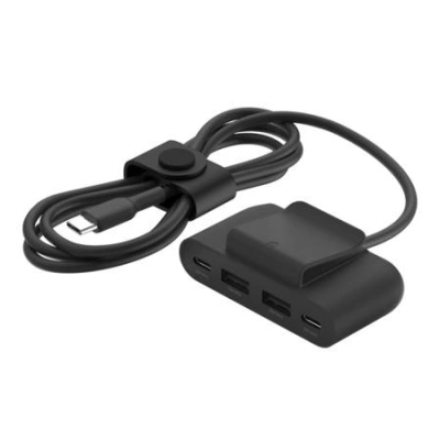 Belkin 4-portový USB Power Extender (2xUSB-C, 2xUSB-A) až 30W + 2m USB-C kabel, černá, BUZ001bt2MBKB7