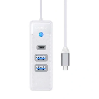 Rozbočovací adaptér Orico USB-C na 2x USB 3.0 + USB-C, 5 Gb/s, 0,15 m (bílý), 