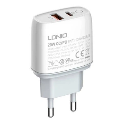 Nástěnná nabíječka LDNIO A2424C USB, USB-C 20 W + kabel Lightning