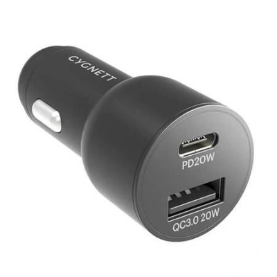 Nabíječka do auta Cygnett USB, USB-C 20W (černá)