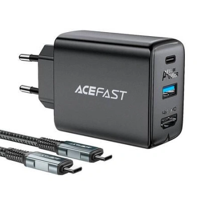 Nástěnná nabíječka Acefast A17, 65W GaN + kabel USB-C (černá)