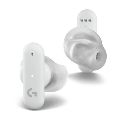 Logitech G FITS - Bezdrátová sluchátka s mikrofonem - špuntová sluchátka - Bluetooth / LIGHTSPEED - bílá