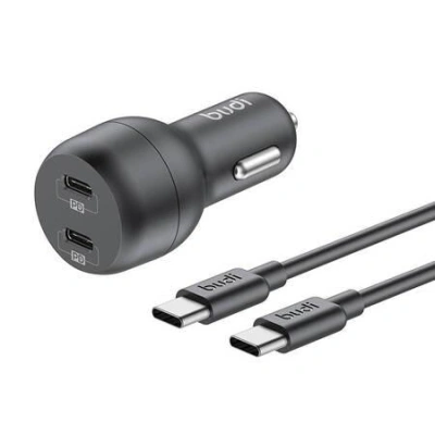 Nabíječka do auta 2x USB-C Budi 108RTT, 40 W, PD + kabel USB-C na USB-C (černý)