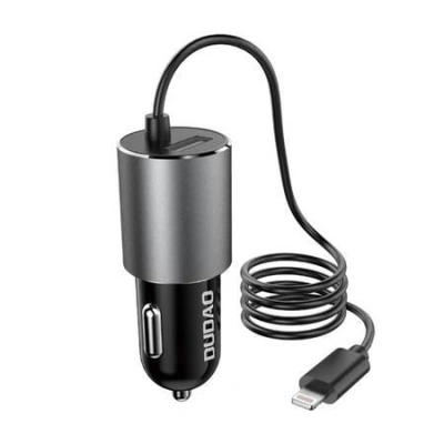 Nabíječka do auta Dudao R5ProL 1x USB, 3,4A + kabel Lightning 17W (šedá)