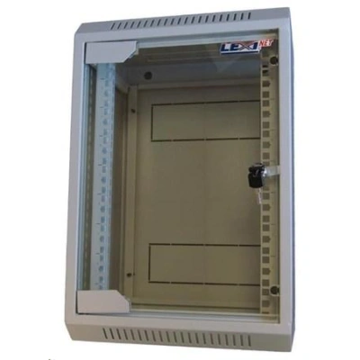 LEXI-Net 10" nástěnný rozvaděč 9U, šířka 310mm, hloubka 260mm, skleněné dveře, svařovaný, šedý, LN9U-10-31/26