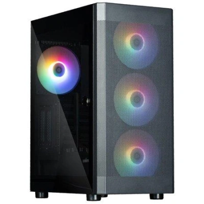 Zalman skříň i4 TG / Middle Tower / 4x 140 mm RBG LED fan / 2x USB 3.0 / 1x USB 2.0 / mesh panel / tvrzené sklo / černá, i4 TG Black