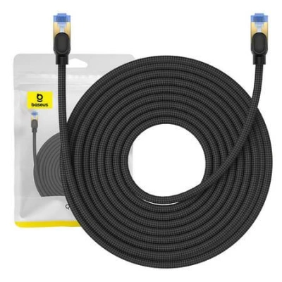 Opletený síťový kabel cat.7 Baseus Ethernet RJ45, 10Gbps, 15m (černý)