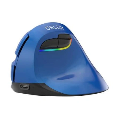 Bezdrátová vertikální myš Delux M618Mini BT4.0 + 2,4Ghz 4000DPI RGB (modrá), 