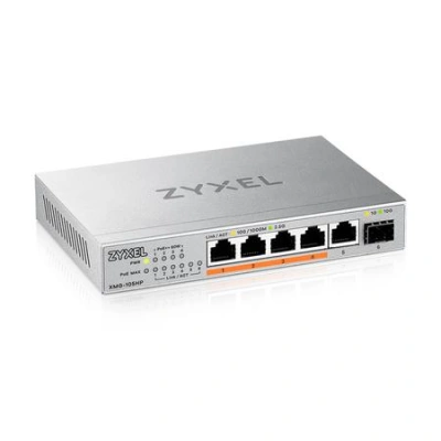 Zyxel XMG-105 5 Ports 2,5G + 1 SFP+, 4 ports 70W total PoE++ Desktop MultiGig unmanaged Switch, XMG-105HP-EU0101F
