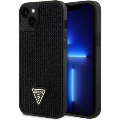 Guess Rhinestones Triangle Metal Logo Kryt pro iPhone 15 Plus Black