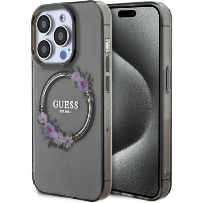 Guess PC/TPU Flowers Ring Glossy Logo MagSafe Zadní Kryt pro iPhone 14 Pro Max Black 