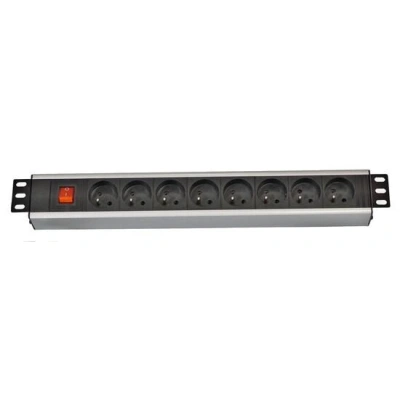19" rozvodný panel LEXI-Net 8x230V, ČSN, vypínač, indikátor napětí, kabel 3m, 1U, NAPPAN2236B