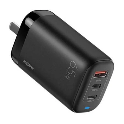 Wall charger Remax, RP-U55, 2x USB-C, USB, EU 65W (black)
