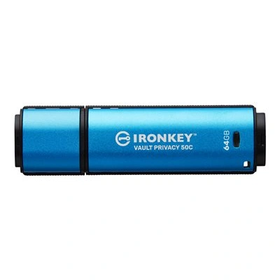 Kingston IronKey Vault Privacy 50C - Jednotka USB flash - šifrovaný - 64 GB - USB-C 3.2 Gen 1 - kompatibilní s TAA, IKVP50C/64GB