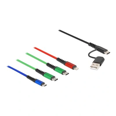Delock - Kabel pouze pro nabíjení - USB, 24 pin USB-C s piny (male) do Micro USB typ B, Lightning, 24 pin USB-C s piny (male) - 1.2 m - černá, modrá, červená, zelená